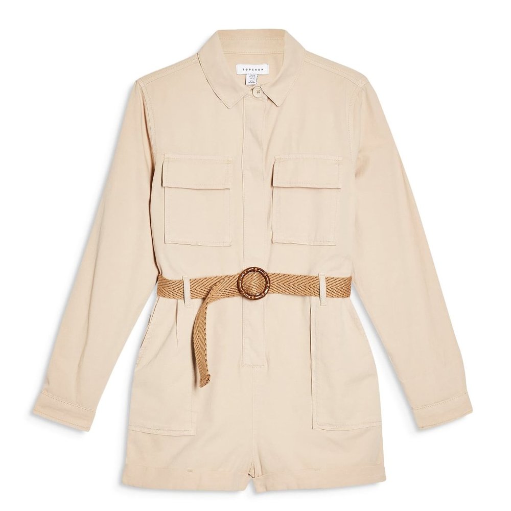 NEW Topshop Ecru Beige Belted Utility Romper $95 - Picture 8 of 8